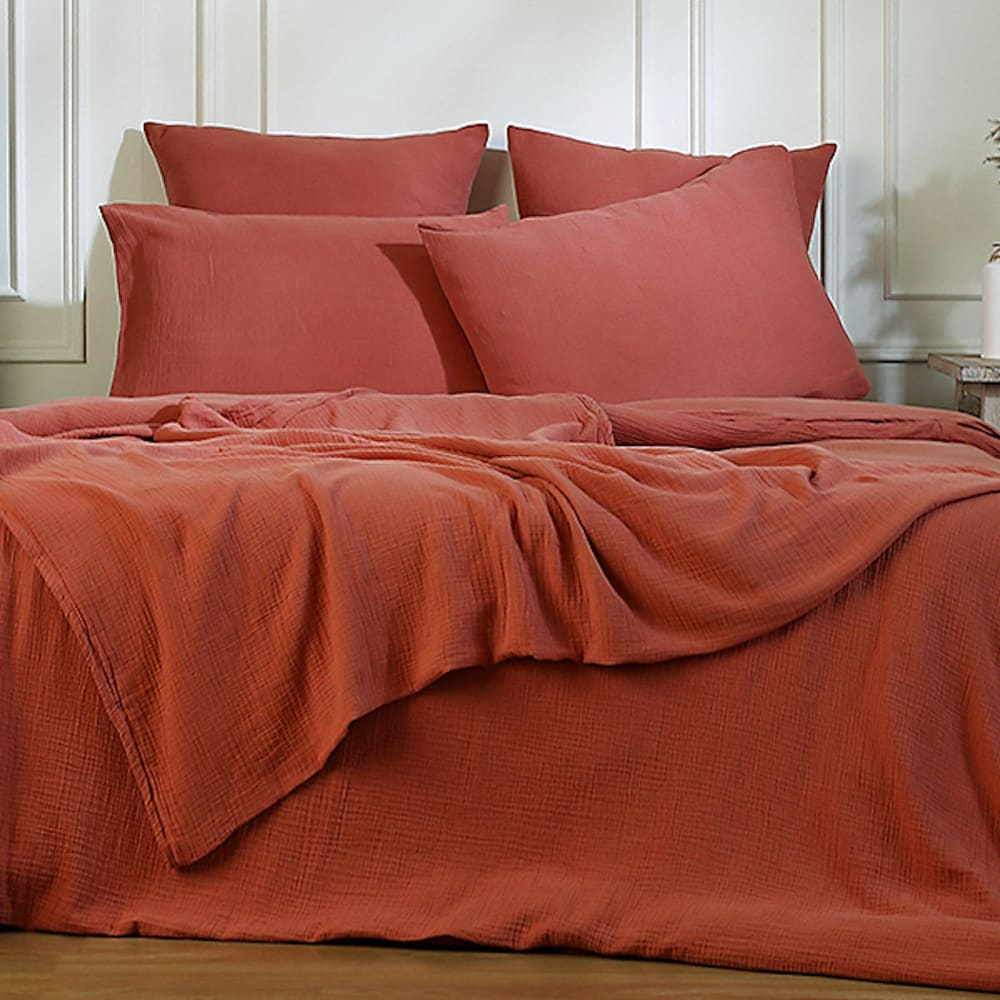 Taie d'oreiller (x2) gaze de coton rouge toscane 50x70 — vue 4