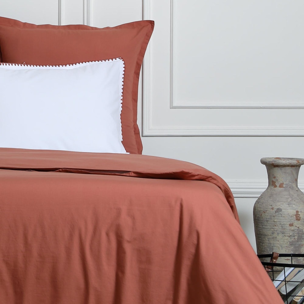 Taie d'oreiller (x2) percale de coton blanc & rouge 65x65 — vue 4