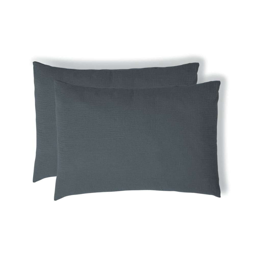 Taie d'oreiller (x2) gaze de coton bleu orage 50x70