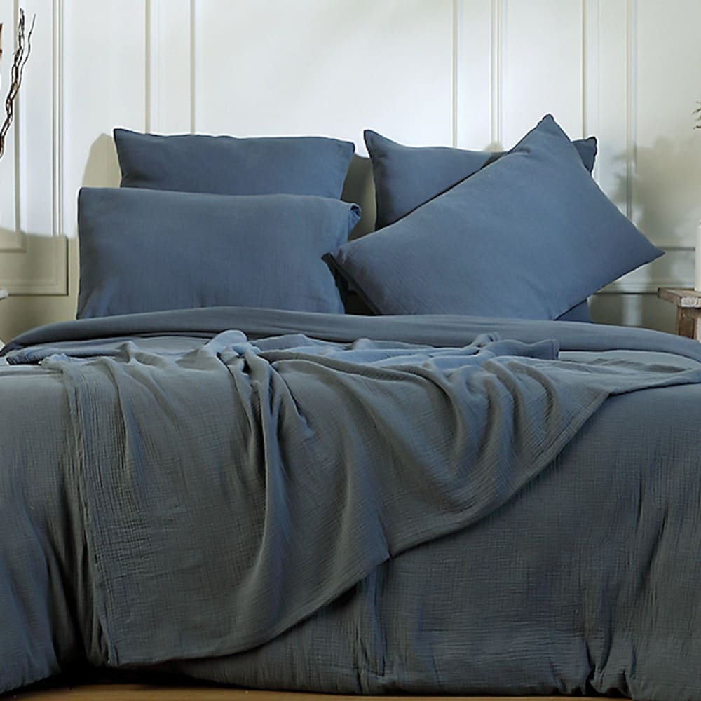 Taie d'oreiller (x2) gaze de coton bleu orage 50x70 — vue 4