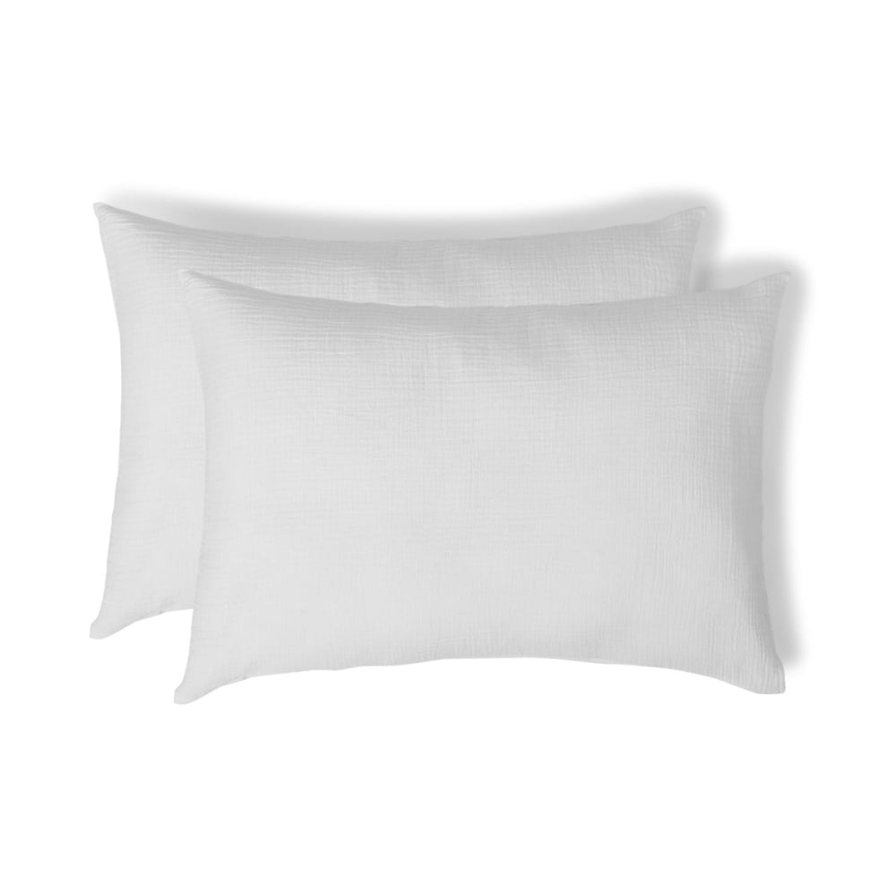 Taie d'oreiller (x2) gaze de coton blanc 50x70
