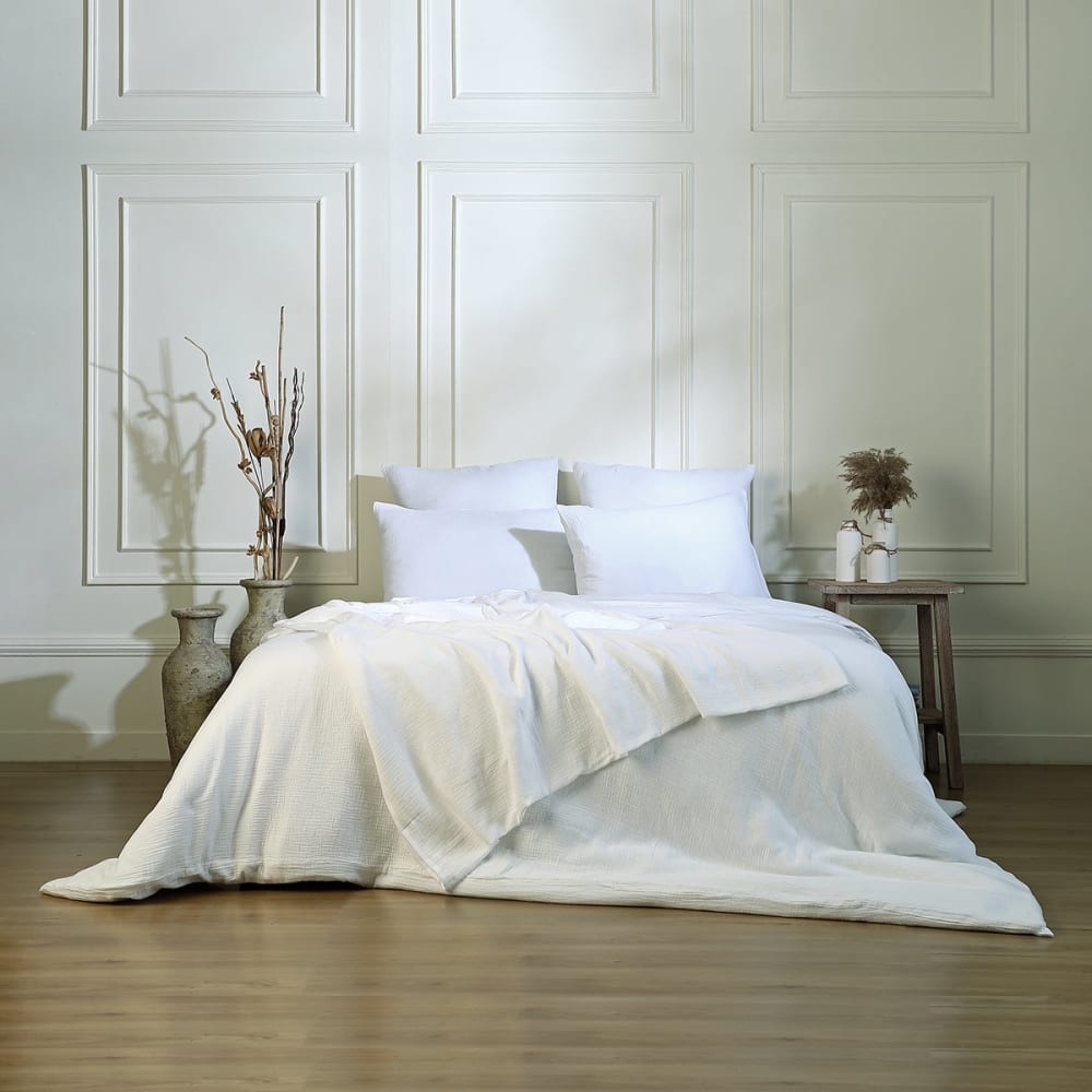 Housse de couette gaze de coton blanc 260x240