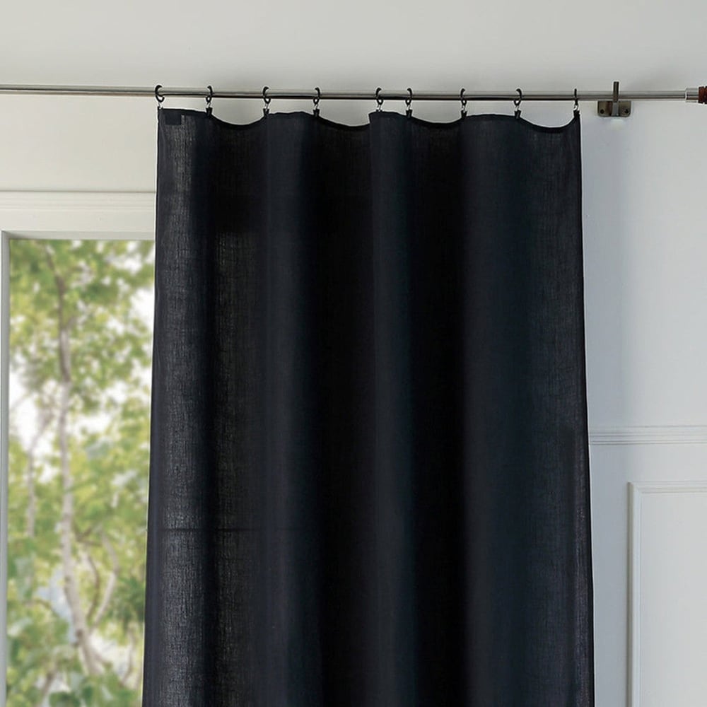 Rideau panneau lin lavé fusain 140x290