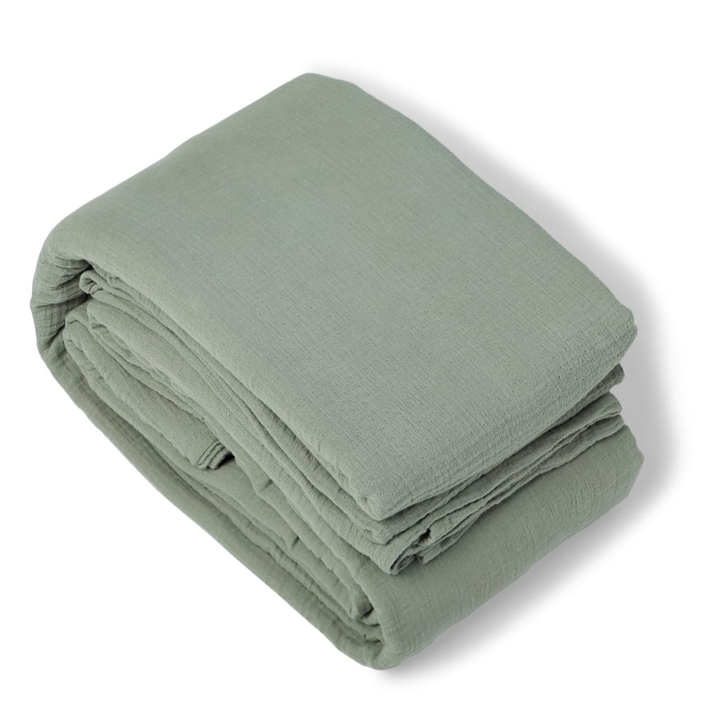 Housse de couette gaze de coton vert céladon 260x240 — vue 3