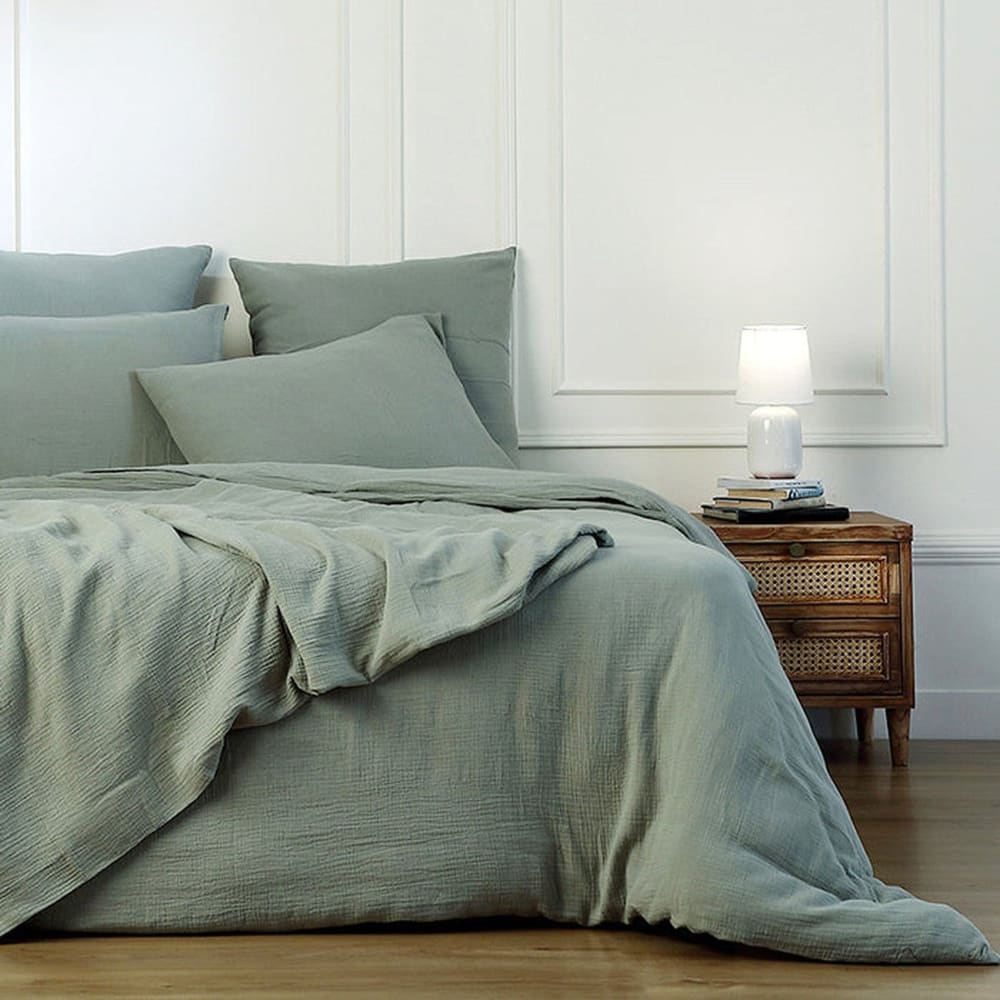 Housse de couette gaze de coton vert céladon 260x240 — vue 4