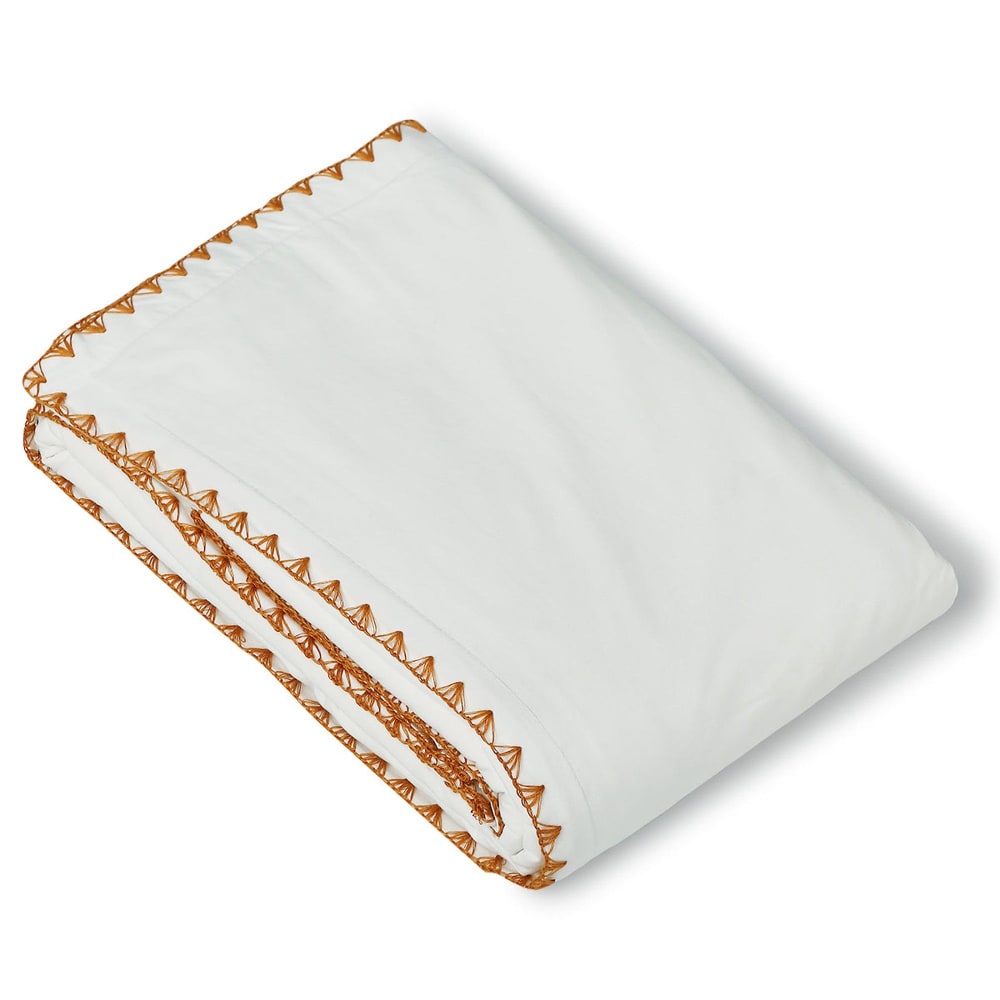 Housse de couette percale de coton blanc & caramel 260x240 — vue 3