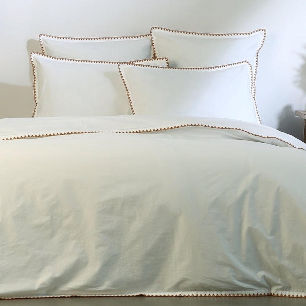 Housse de couette percale de coton blanc & caramel 240x220 — vue 4