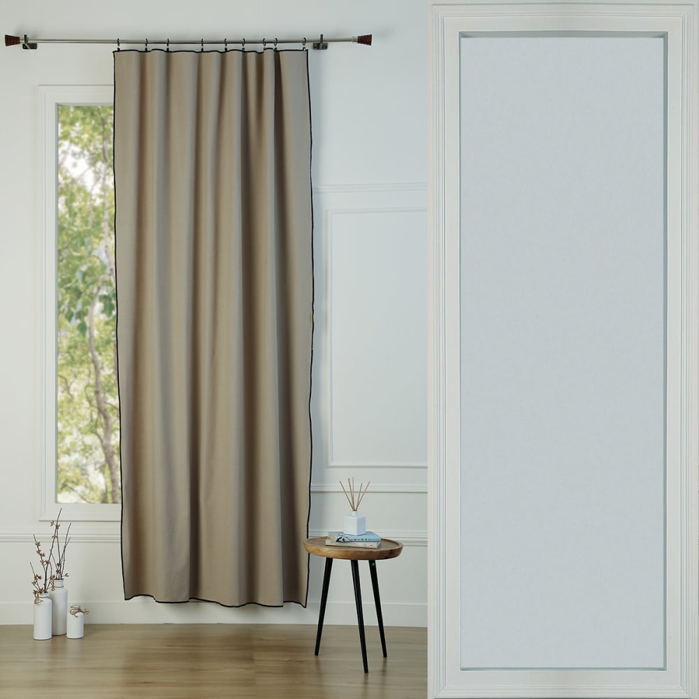 Febronie Rideau panneau toile de coton 140x260 naturel & noir style classique chic Blanc Certifié Oeko-Tex