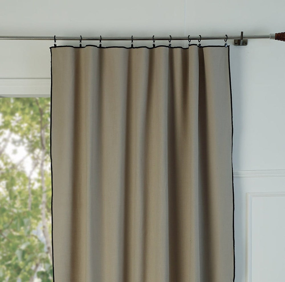 Rideau panneau toile de coton 140x260 naturel & noir - Maisons du Monde