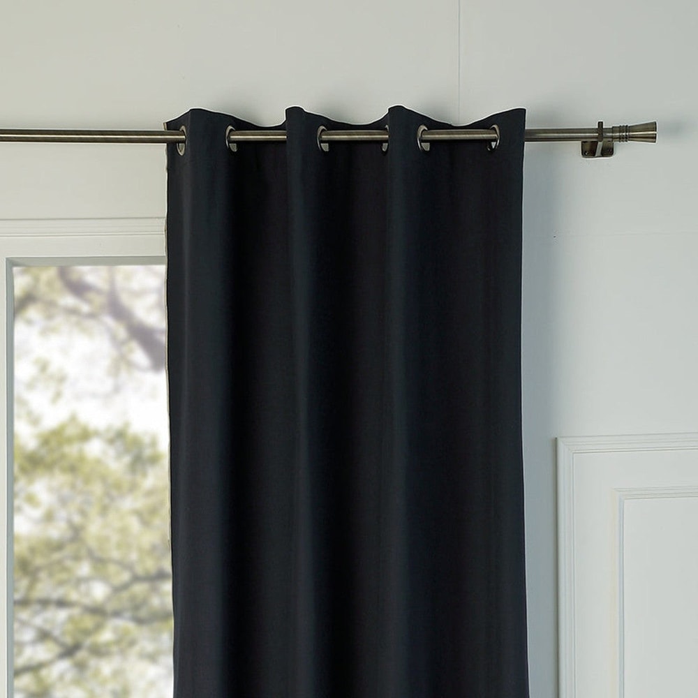 Rideau à oeillets toile de coton fusain & sable 140x260