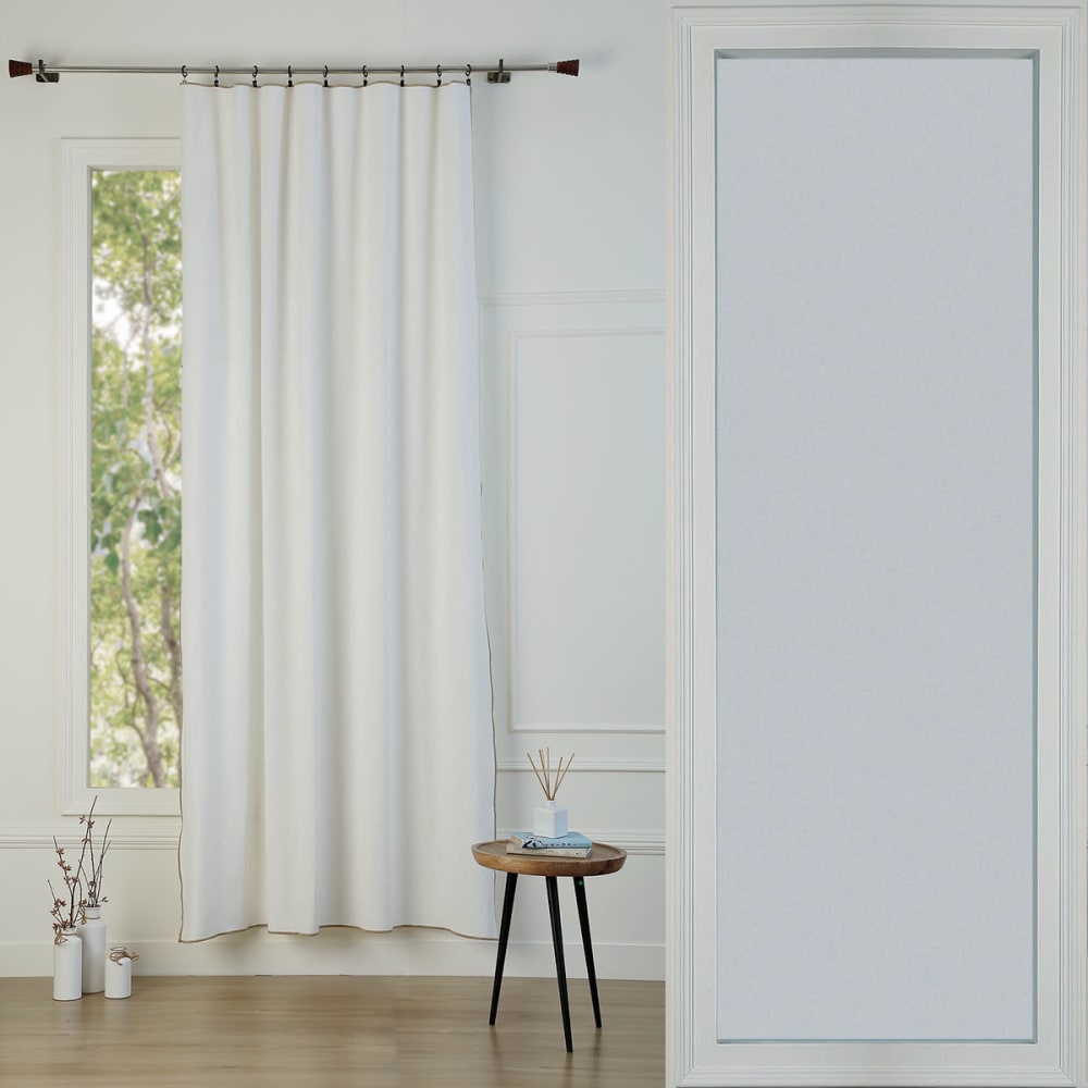Febronie Rideau panneau toile de coton 140x260 blanc & sable style classique chic Certifié Oeko-Tex