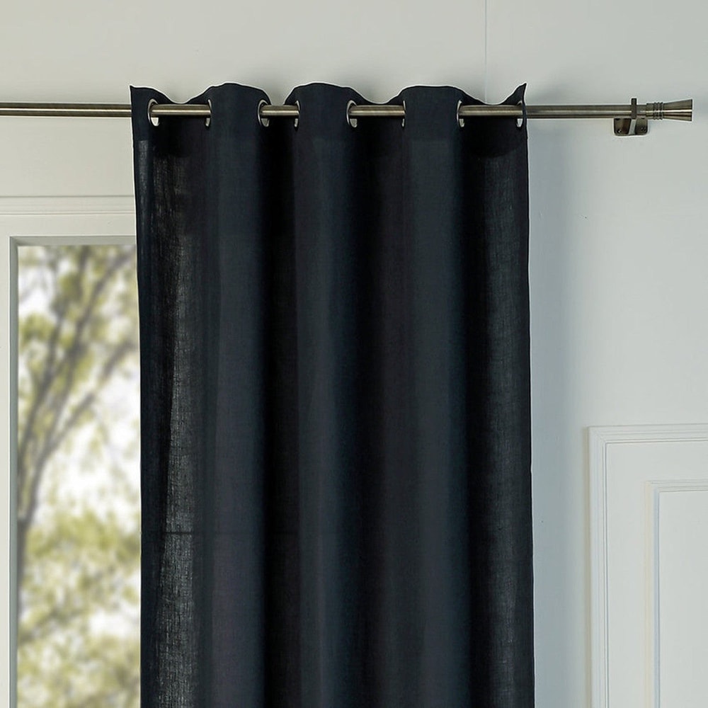 Rideau occultant à oeillets lin lavé fusain 130x260