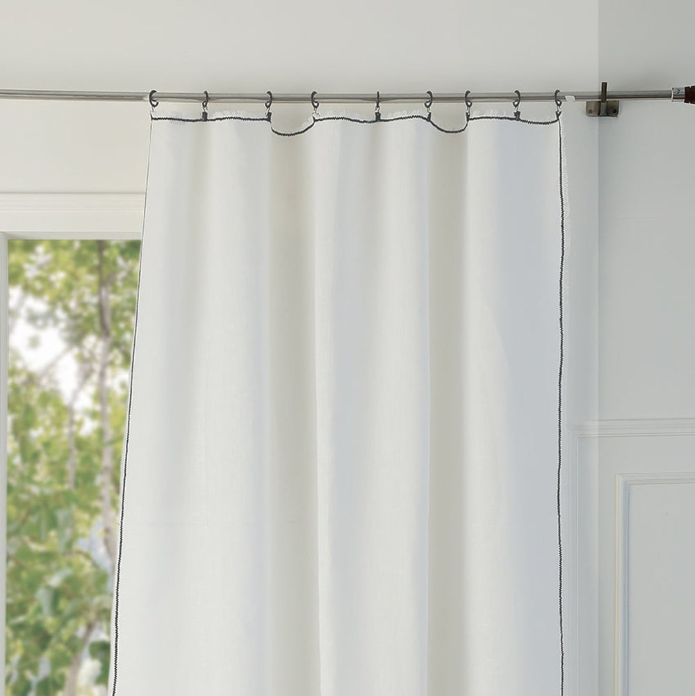 Rideau panneau lin lavé 140x260 blanc & noir - Maisons du Monde