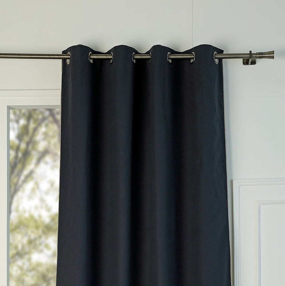 Rideau occultant à oeillets toile de coton fusain & sable 130x260