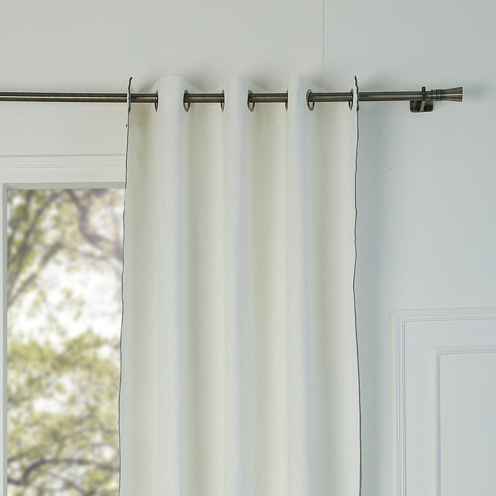 Rideau à oeillets toile de coton 140x260 blanc & noir - Maisons du Monde
