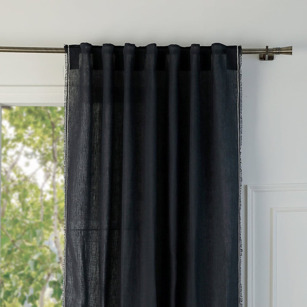 Rideau à passant lin lavé fusain & sable 140x260