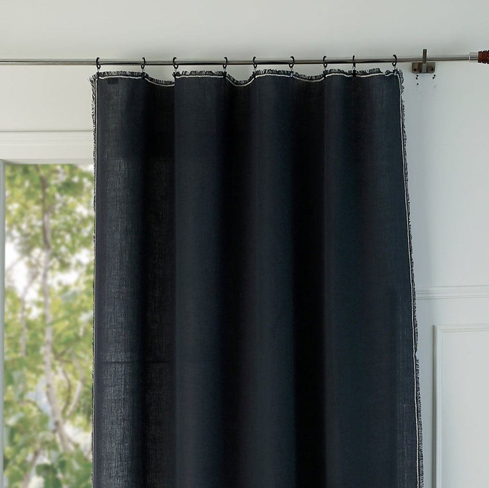 Rideau panneau lin lavé 140x260 fusain & sable - Maisons du Monde