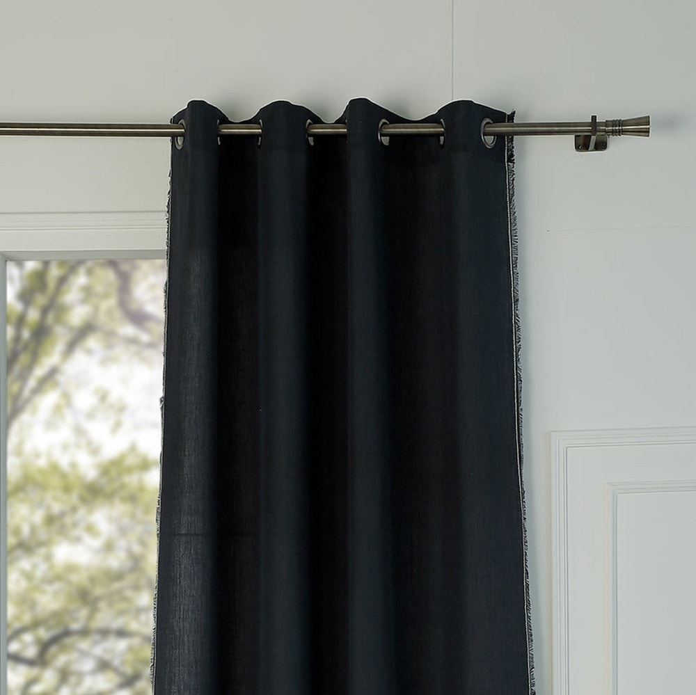 Rideau à oeillets lin lavé fusain & sable 140x260