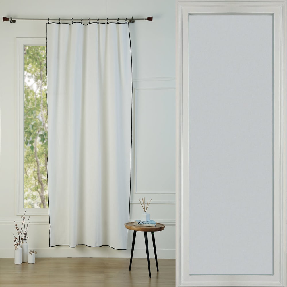 Febronie Rideau panneau toile de coton 140x260 blanc & noir style classique chic Certifié Oeko-Tex