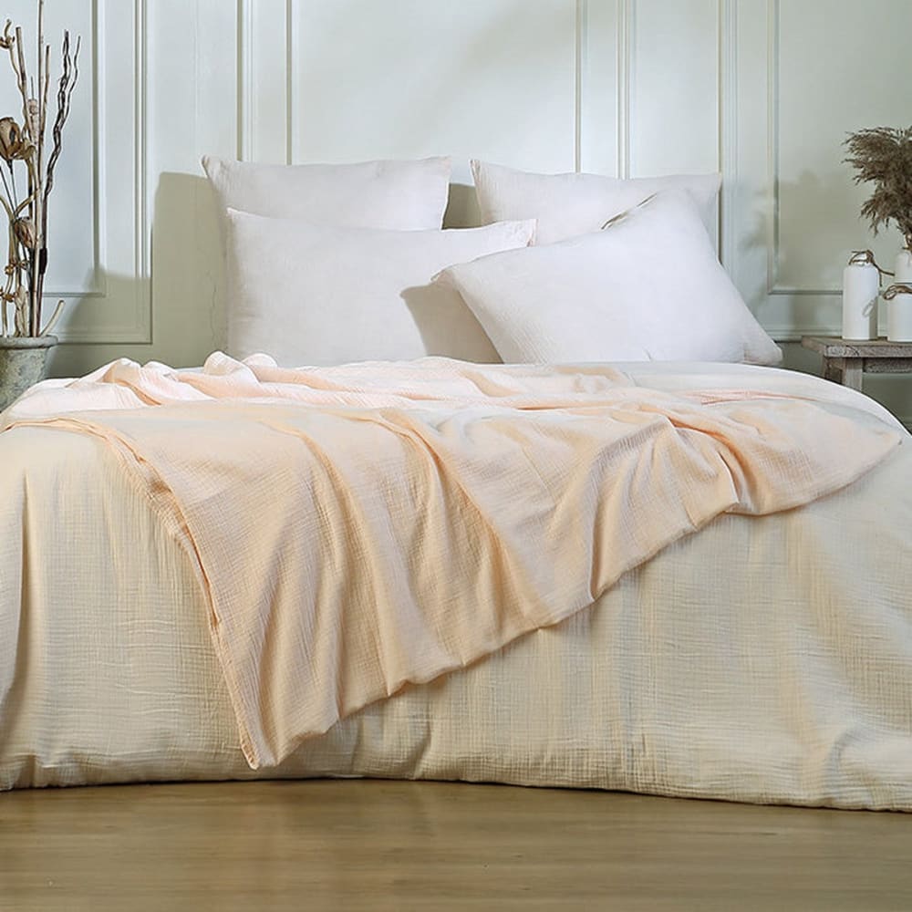 Jeté de lit gaze de coton 230x250 rose