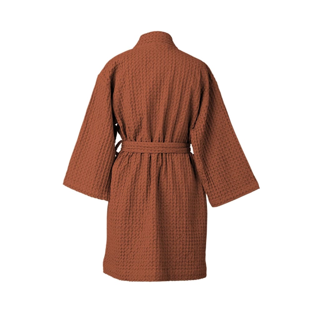 Peignoir kimono coton gaufré rouge toscane 95x64