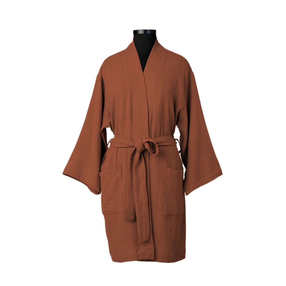 Peignoir kimono gaze de coton 95x64 rouge toscane