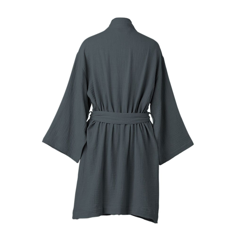 Peignoir kimono gaze de coton 95x64 bleu orage — vue 3