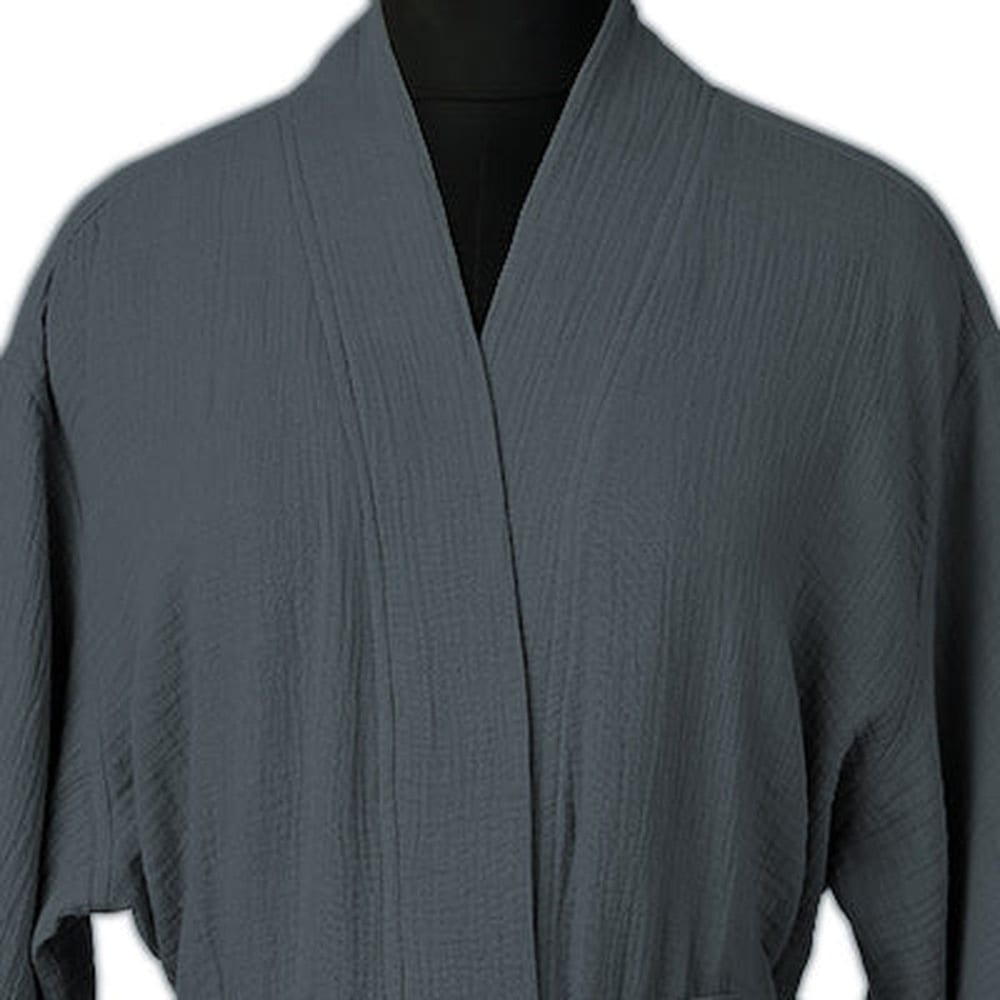 Peignoir kimono gaze de coton 95x64 bleu orage — vue 4