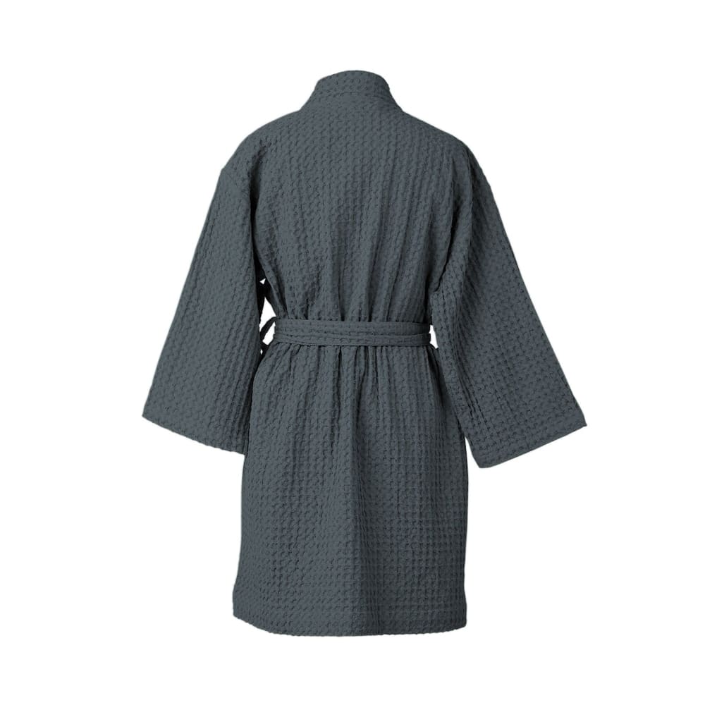 Peignoir kimono coton gaufré bleu orage 95x64