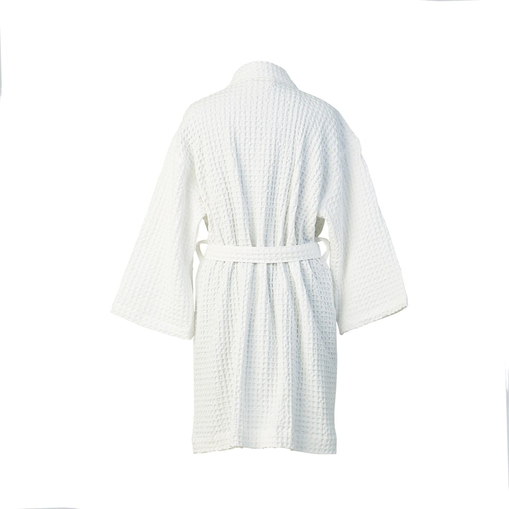 Peignoir kimono coton gaufré blanc 95x64