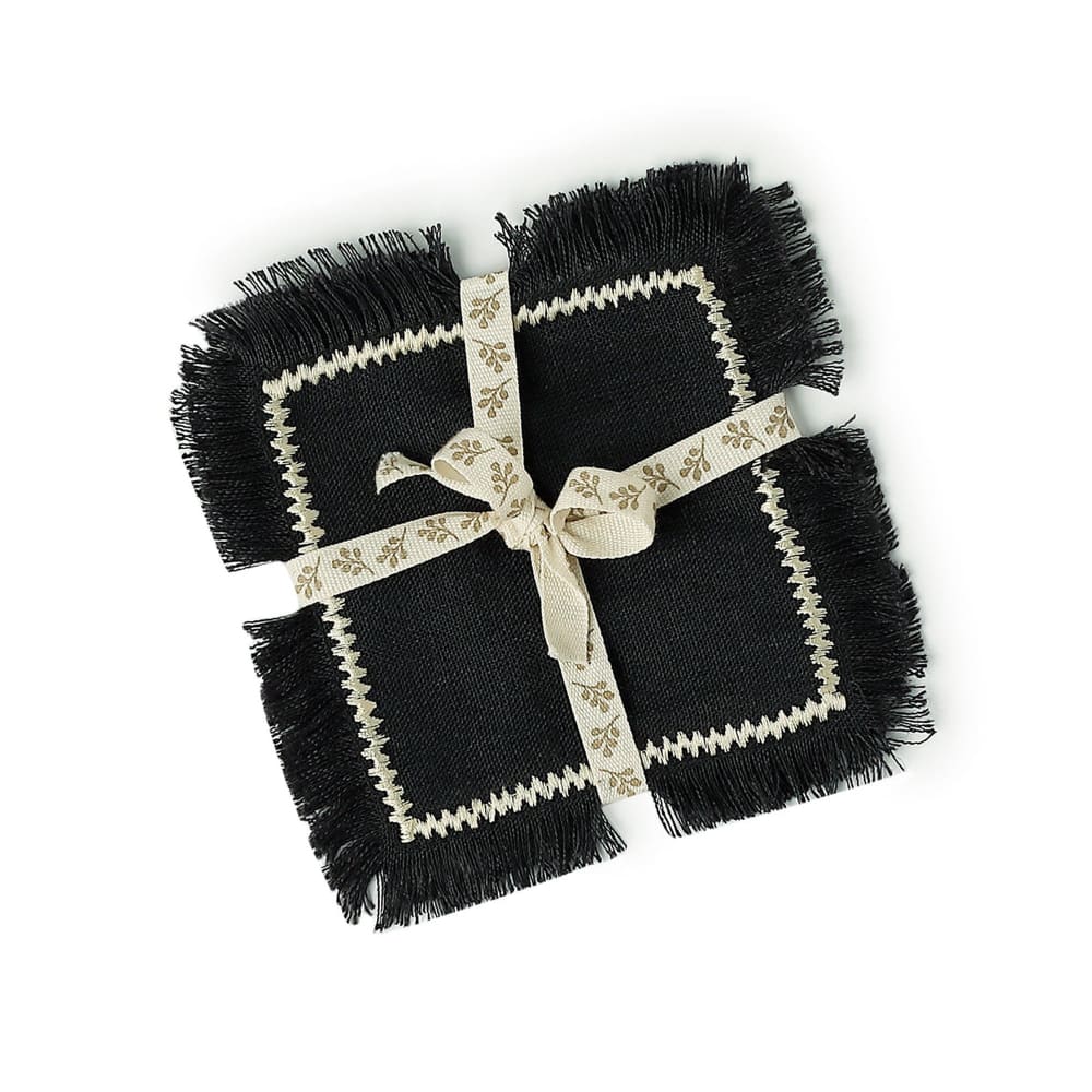 Sous-verres (x4) lin lavé 10x10 fusain & sable