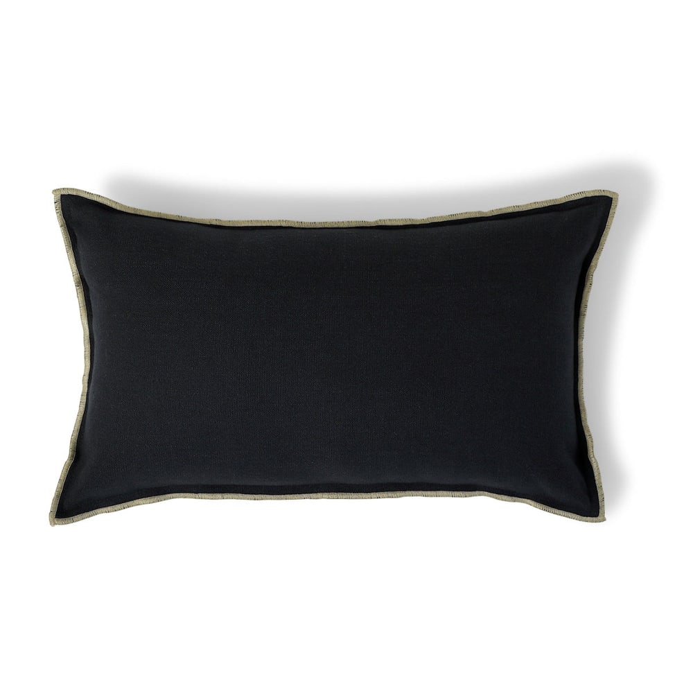 Febronie Coussin toile de coton 50x30 fusain & sable style classique chic Gris Certifié Oeko-Tex