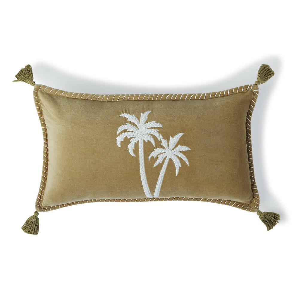 Febronie Coussin velours de coton 50x30 sable style inspirations d'ailleurs Beige Certifié Oeko-Tex