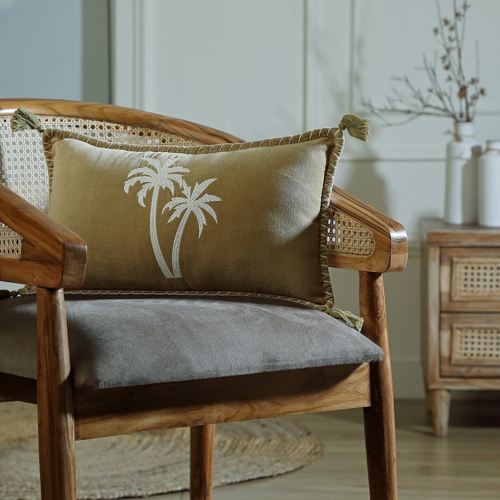 Coussin velours de coton 50x30 sable - Maisons du Monde