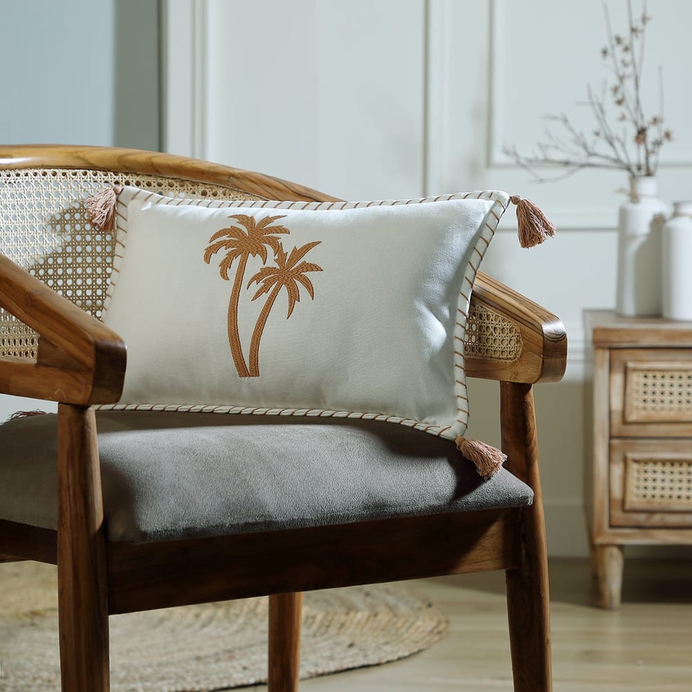 Coussin toile de coton 50x30 terre de sienne - Maisons du Monde