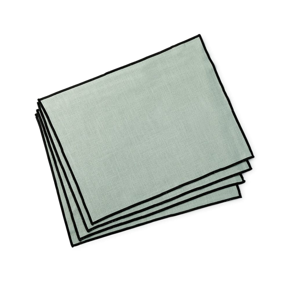 Set de table (x4) toile de coton céladon & noir 35x45