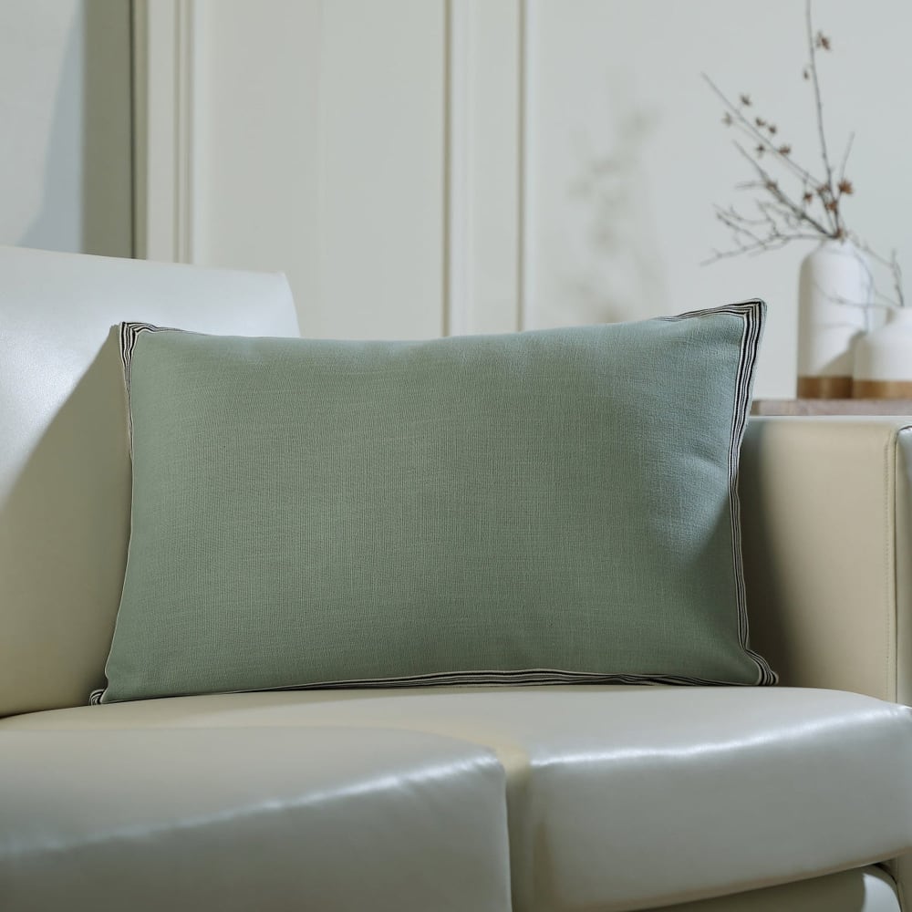 Coussin toile de coton 60x40 vert céladon - Maisons du Monde
