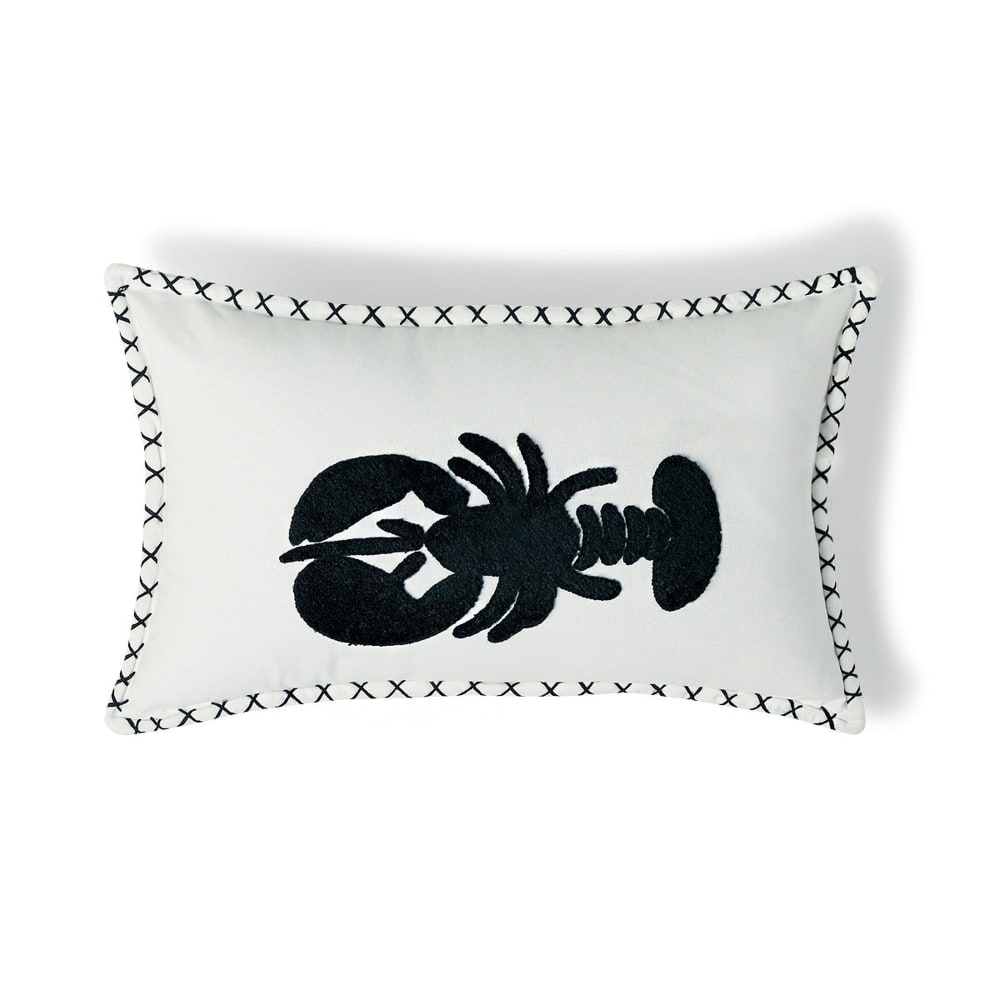 Febronie Coussin toile de coton 50x30 bleu marine style bord de mer Certifié Oeko-Tex