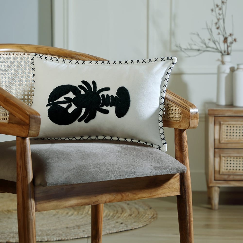 Coussin toile de coton 50x30 bleu marine - Maisons du Monde