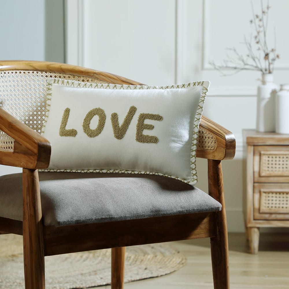 Coussin toile de coton 50x30 sable - Maisons du Monde