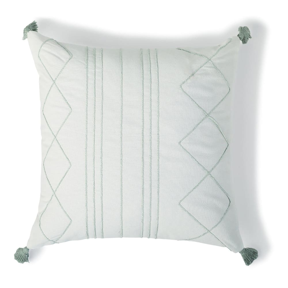 Febronie Coussin toile de coton 50x50 bleu glacier style inspirations d'ailleurs Certifié Oeko-Tex