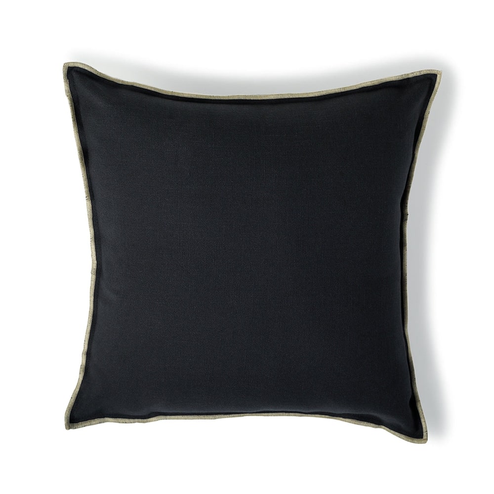 Febronie Coussin toile de coton 50x50 fusain & sable style classique chic Gris Certifié Oeko-Tex