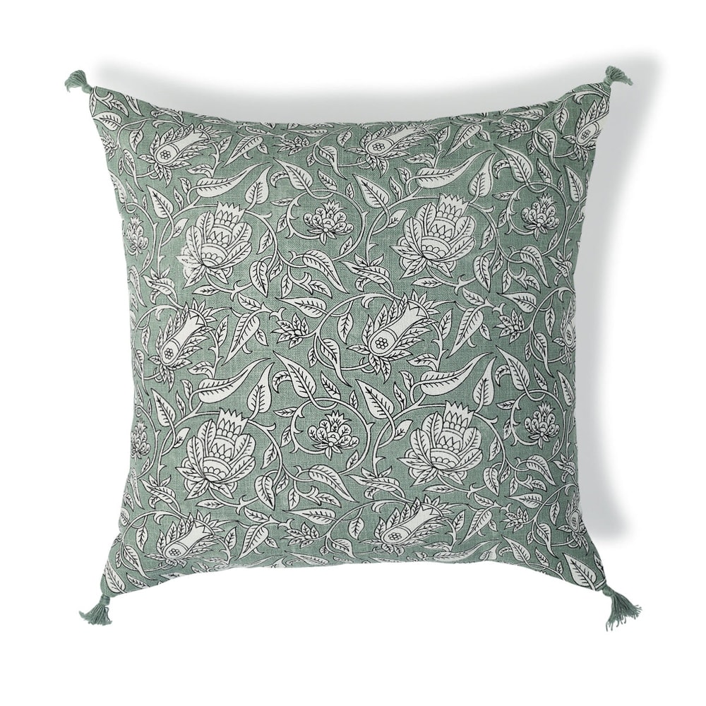 Febronie Coussin toile de coton 50x50 vert céladon style inspirations d'ailleurs Certifié Oeko-Tex