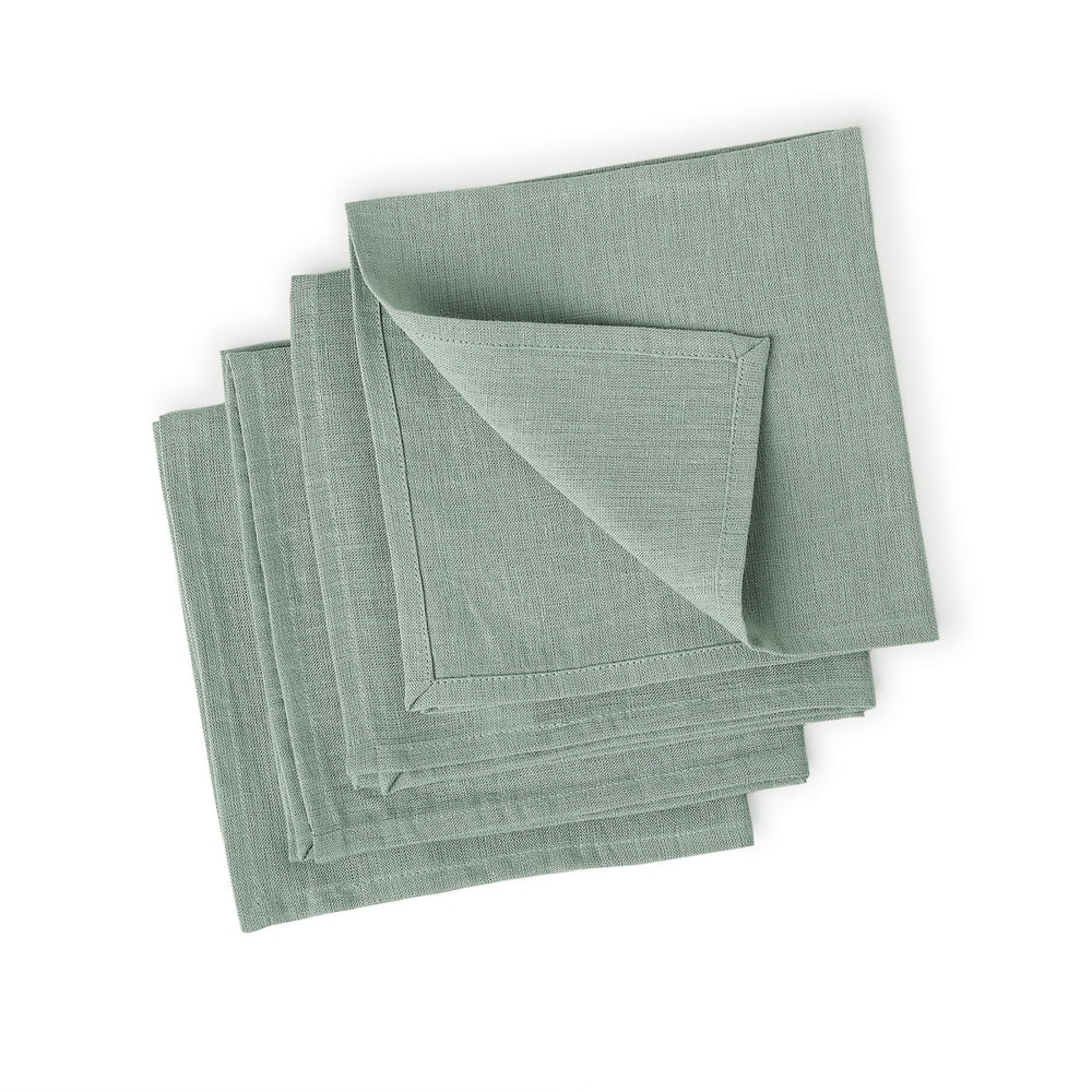 Lot de 4 serviettes de table lin lavé 45x45 vert céladon