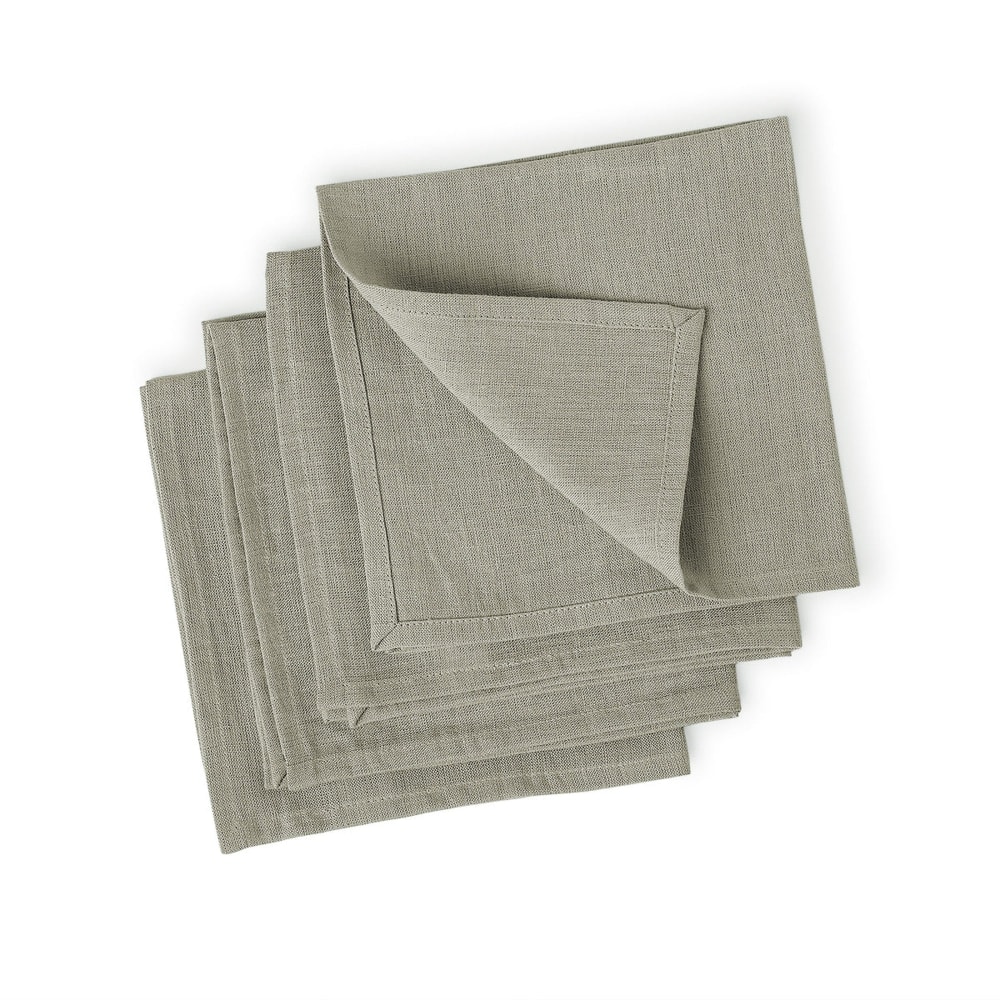 Lot de 4 serviettes de table lin lavé 45x45 naturel