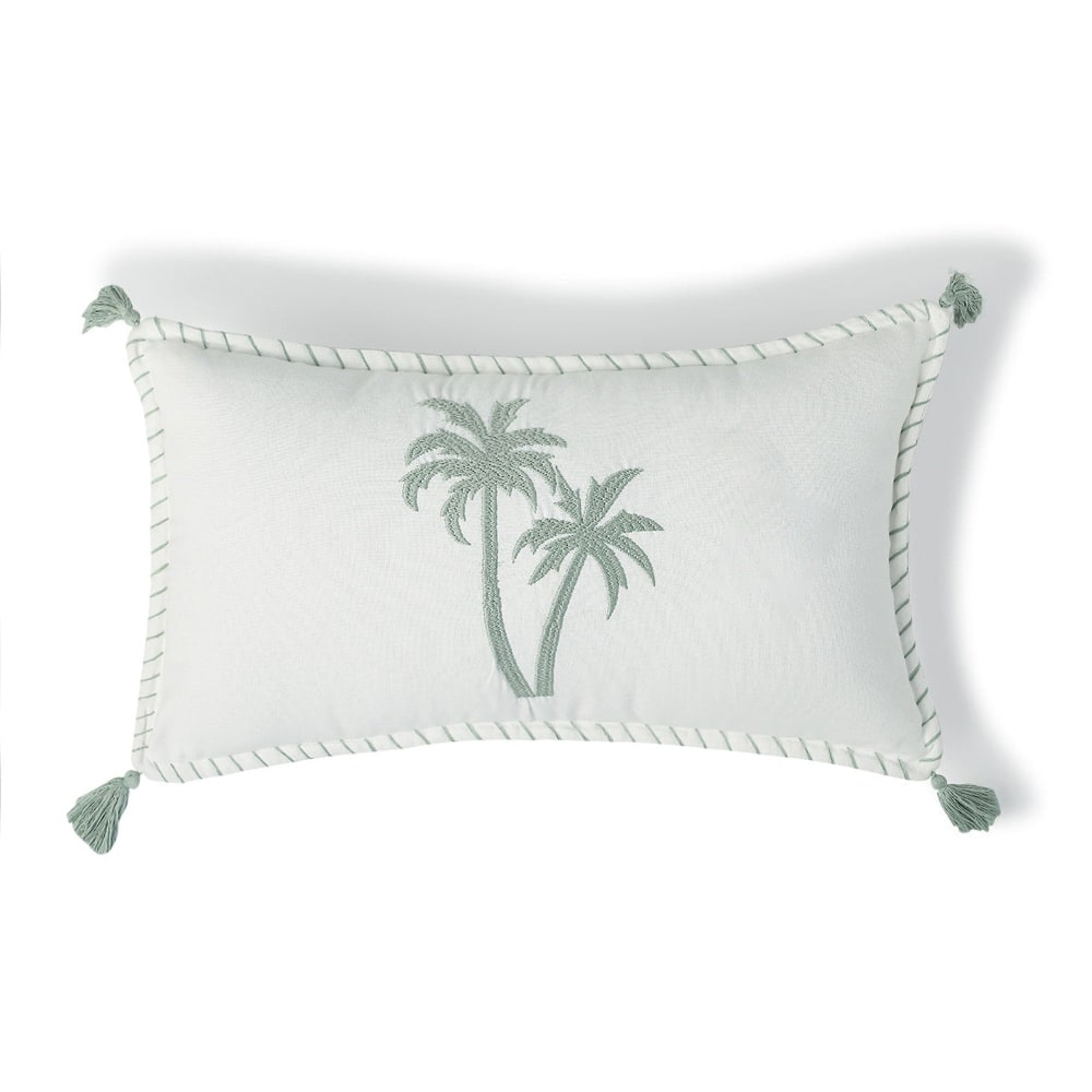 Febronie Coussin toile de coton 50x30 bleu glacier style inspirations d'ailleurs Certifié Oeko-Tex