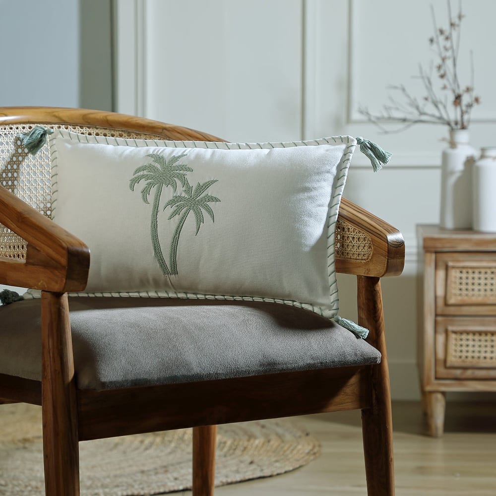 Coussin toile de coton 50x30 bleu glacier - Maisons du Monde