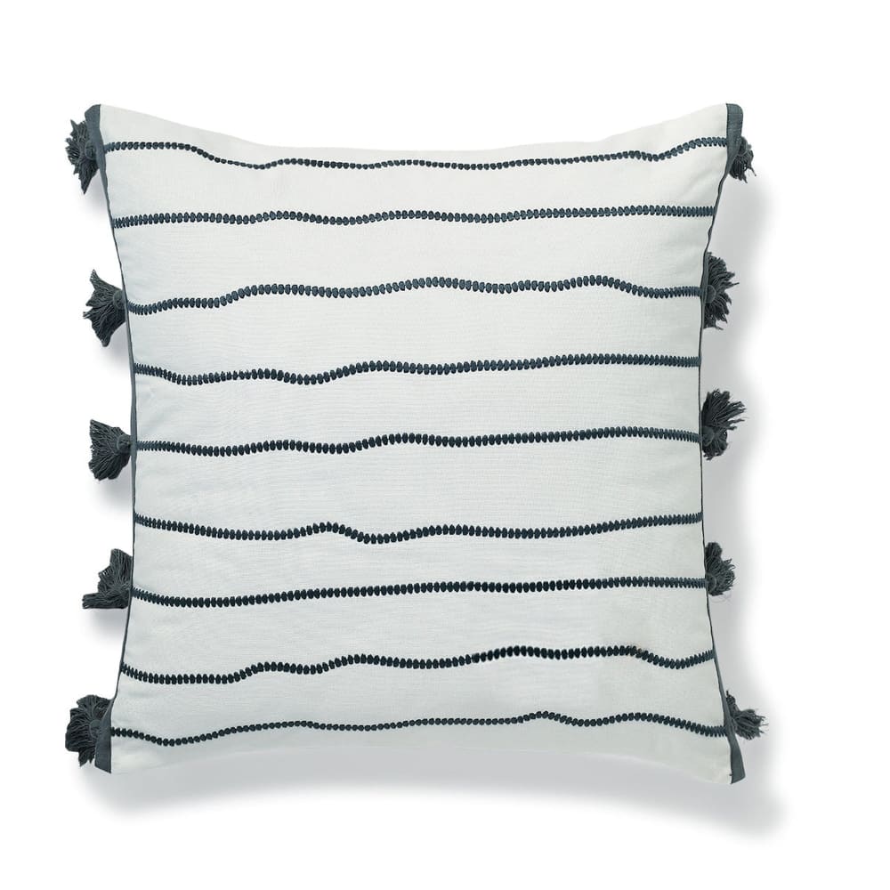 Febronie Coussin toile de coton 50x50 bleu orage style inspirations d'ailleurs Certifié Oeko-Tex