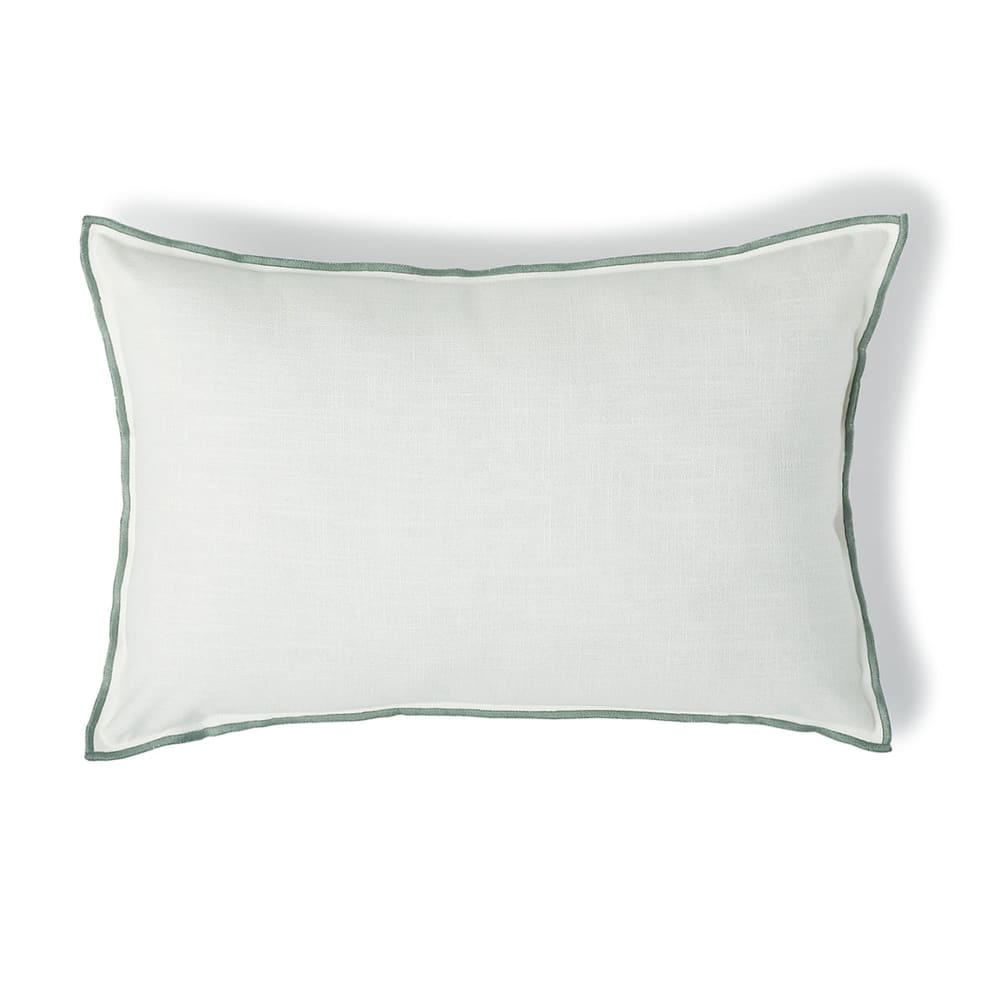 Febronie Coussin toile de coton 60x40 blanc & vert céladon style classique chic Certifié Oeko-Tex