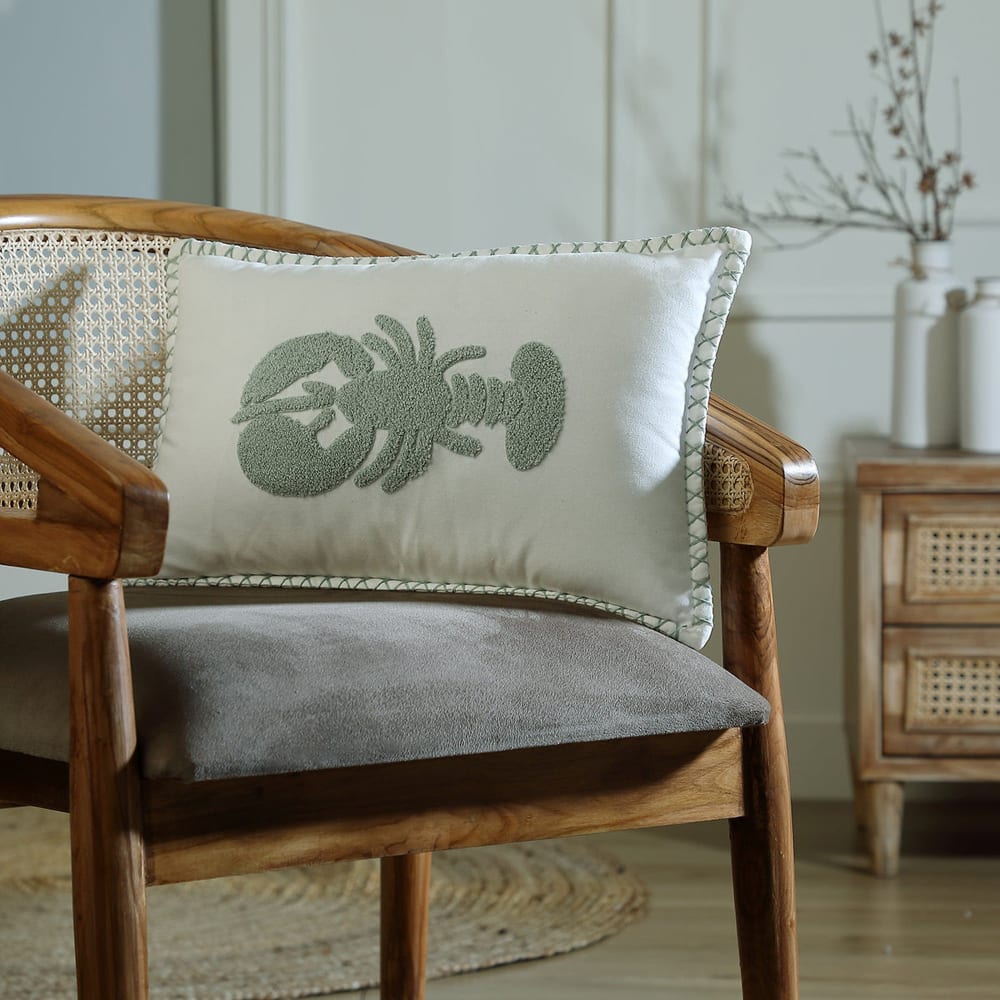 Coussin toile de coton 50x30 bleu glacier - Maisons du Monde
